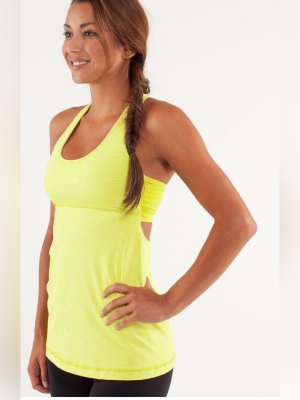 Lululemon Turbo Tank Tonka Stripe Split Pea, No size tag, fits Small to Medium.